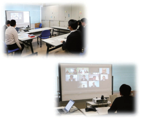 The opening ceremony for Collaborative Research Project on Practices in Local Communities (using video communication)